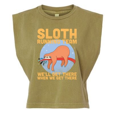 Lazy Sloth Running Team Distressed Garment-Dyed Women's Muscle Tee