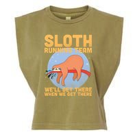 Lazy Sloth Running Team Distressed Garment-Dyed Women's Muscle Tee