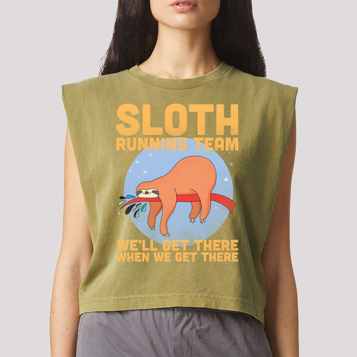 Lazy Sloth Running Team Distressed Garment-Dyed Women's Muscle Tee