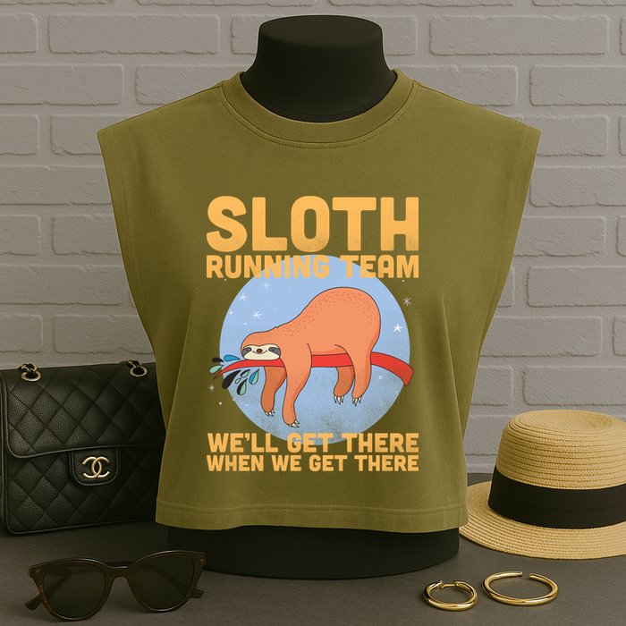 Lazy Sloth Running Team Distressed Garment-Dyed Women's Muscle Tee