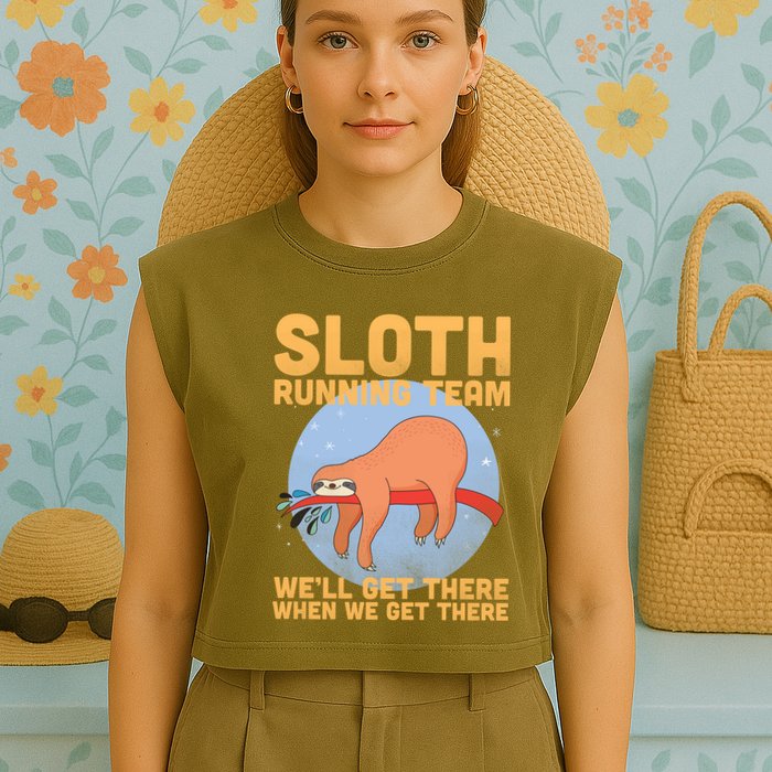 Lazy Sloth Running Team Distressed Garment-Dyed Women's Muscle Tee