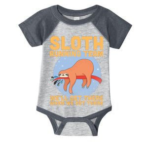 Lazy Sloth Running Team Distressed Infant Baby Jersey Bodysuit