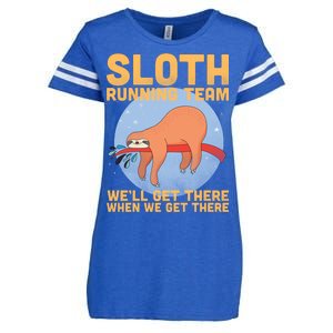 Lazy Sloth Running Team Distressed Enza Ladies Jersey Football T-Shirt