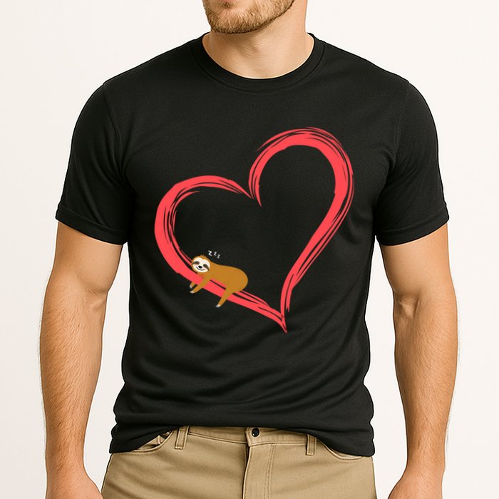 Lazy Sloth Sleeping On Heart Performance Shirt