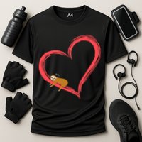 Lazy Sloth Sleeping On Heart Performance Shirt