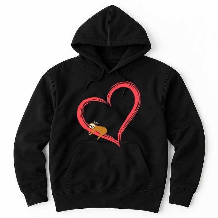 Lazy Sloth Sleeping On Heart Hoodie