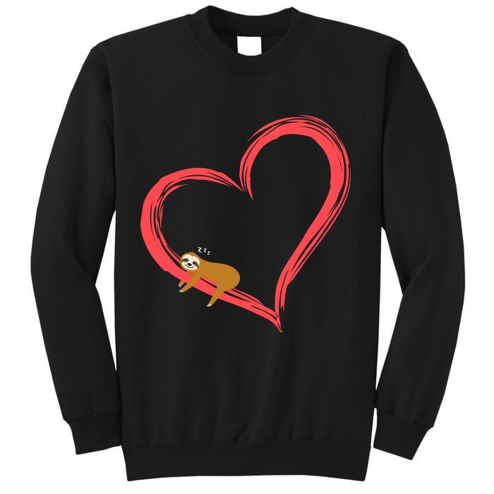 Lazy Sloth Sleeping On Heart Sweatshirt