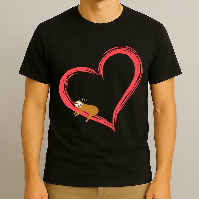 Lazy Sloth Sleeping On Heart T-Shirt