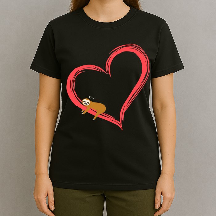 Lazy Sloth Sleeping On Heart T-Shirt