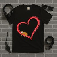 Lazy Sloth Sleeping On Heart T-Shirt