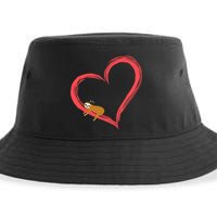 Lazy Sloth Sleeping On Heart Sustainable Bucket Hat