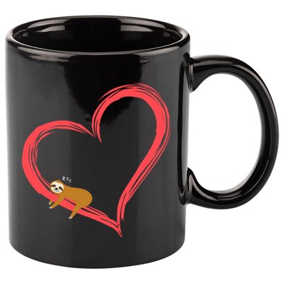Lazy Sloth Sleeping On Heart 11oz C Handle Ceramic Mug