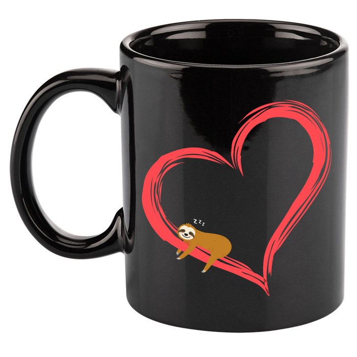 Lazy Sloth Sleeping On Heart 11oz C Handle Ceramic Mug