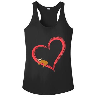 Lazy Sloth Sleeping On Heart Ladies PosiCharge Competitor Racerback Tank