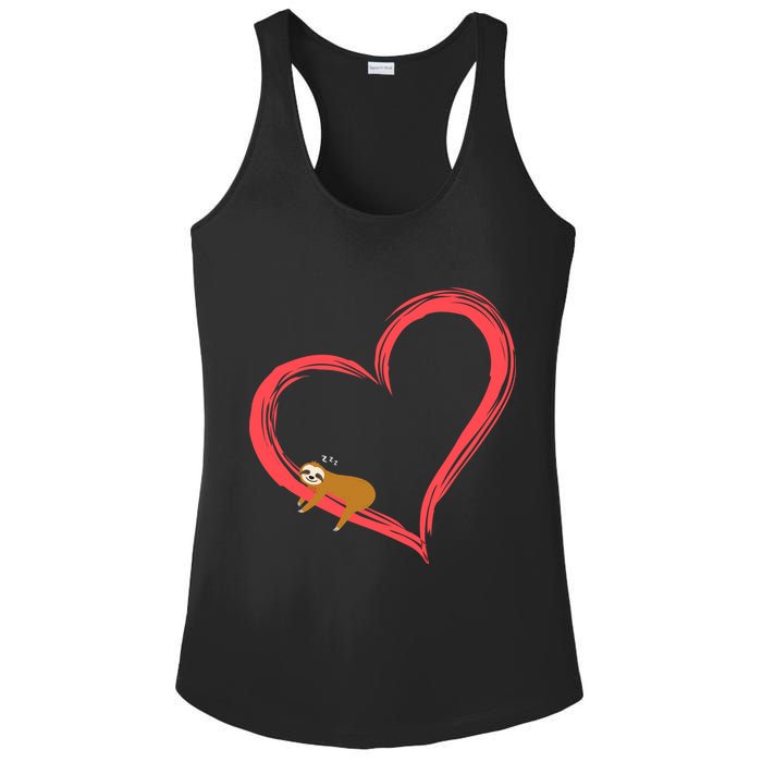 Lazy Sloth Sleeping On Heart Ladies PosiCharge Competitor Racerback Tank