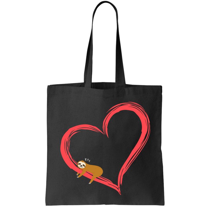 Lazy Sloth Sleeping On Heart Bag
