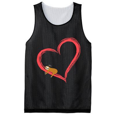 Lazy Sloth Sleeping On Heart Mesh Reversible Basketball Jersey Tank