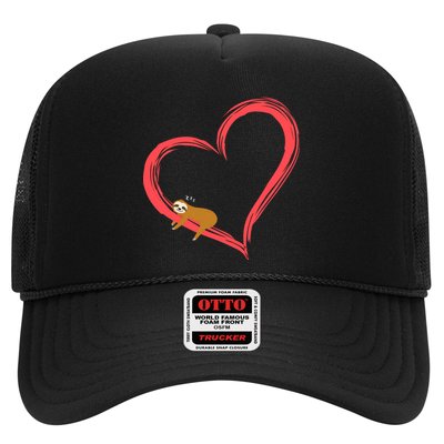 Lazy Sloth Sleeping On Heart Trucker Hat
