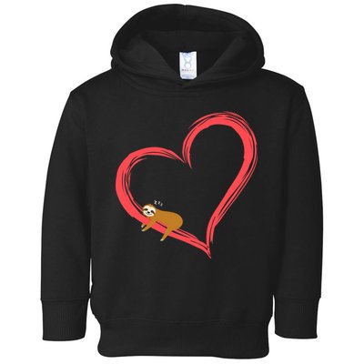 Lazy Sloth Sleeping On Heart Toddler Hoodie