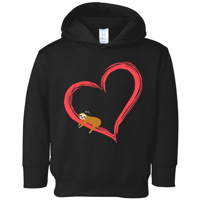Lazy Sloth Sleeping On Heart Toddler Hoodie