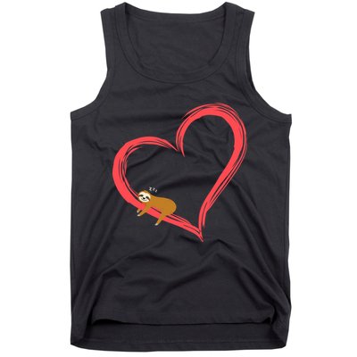 Lazy Sloth Sleeping On Heart Tank Top