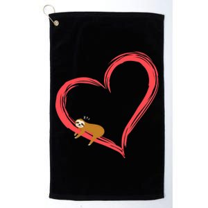 Lazy Sloth Sleeping On Heart Platinum Collection Golf Towel