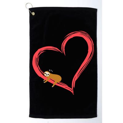 Lazy Sloth Sleeping On Heart Golf Towel