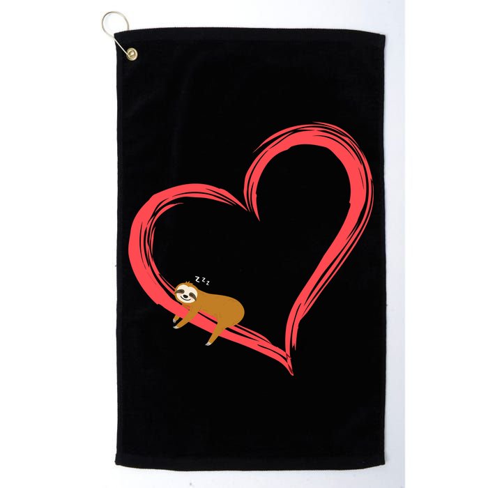 Lazy Sloth Sleeping On Heart Golf Towel