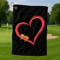 Lazy Sloth Sleeping On Heart Golf Towel
