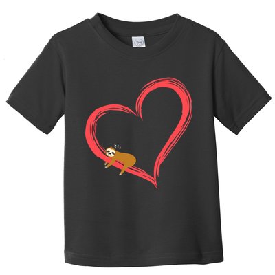 Lazy Sloth Sleeping On Heart Toddler T-Shirt