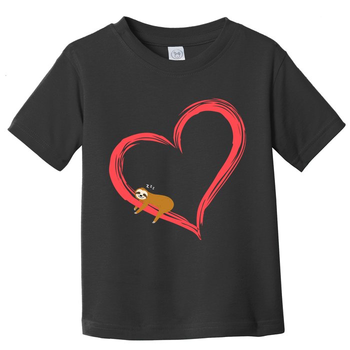 Lazy Sloth Sleeping On Heart Toddler T-Shirt