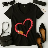 Lazy Sloth Sleeping On Heart Women's V-Neck T-Shirt