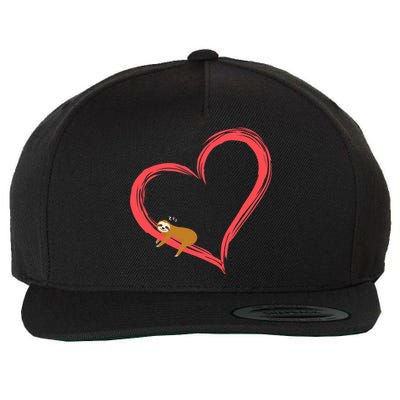 Lazy Sloth Sleeping On Heart Wool Snapback Cap