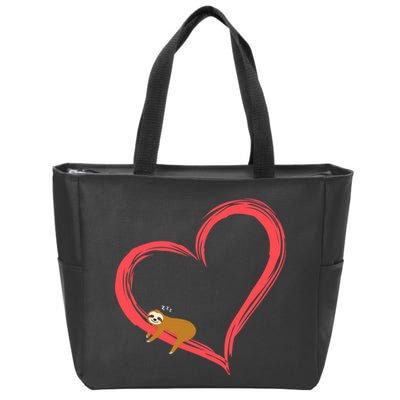 Lazy Sloth Sleeping On Heart Zip Tote Bag