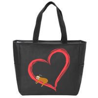 Lazy Sloth Sleeping On Heart Zip Tote Bag