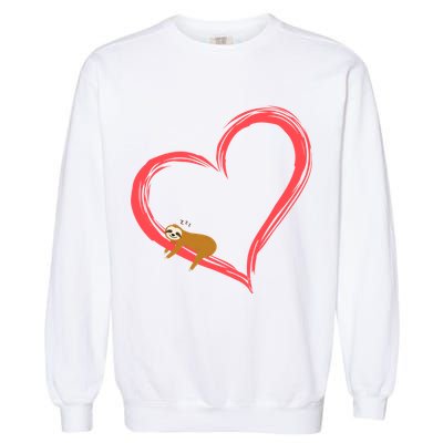 Lazy Sloth Sleeping On Heart Garment-Dyed Sweatshirt
