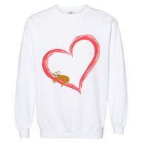 Lazy Sloth Sleeping On Heart Garment-Dyed Sweatshirt