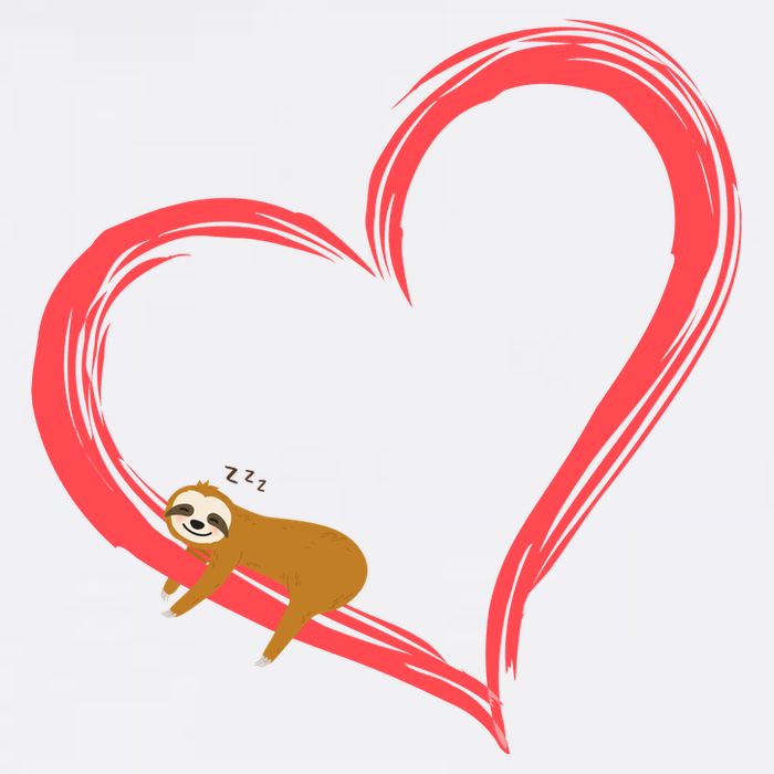 Lazy Sloth Sleeping On Heart Garment-Dyed Sweatshirt