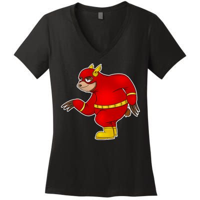 Lazy Sloth Speedster  Women's V-Neck T-Shirt