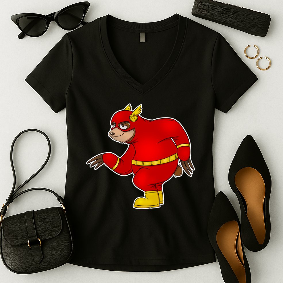 Lazy Sloth Speedster  Women's V-Neck T-Shirt