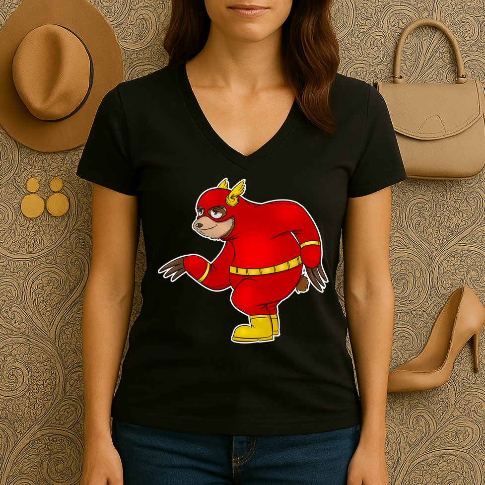 Lazy Sloth Speedster  Women's V-Neck T-Shirt