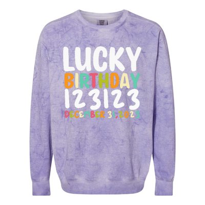 Lucky Birthday 123123 Happy New Year 2024 Birthday Party  Colorblast Crewneck Sweatshirt