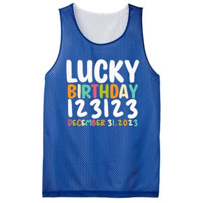 Lucky Birthday 123123 Happy New Year 2024 Birthday Party  Mesh Reversible Basketball Jersey Tank