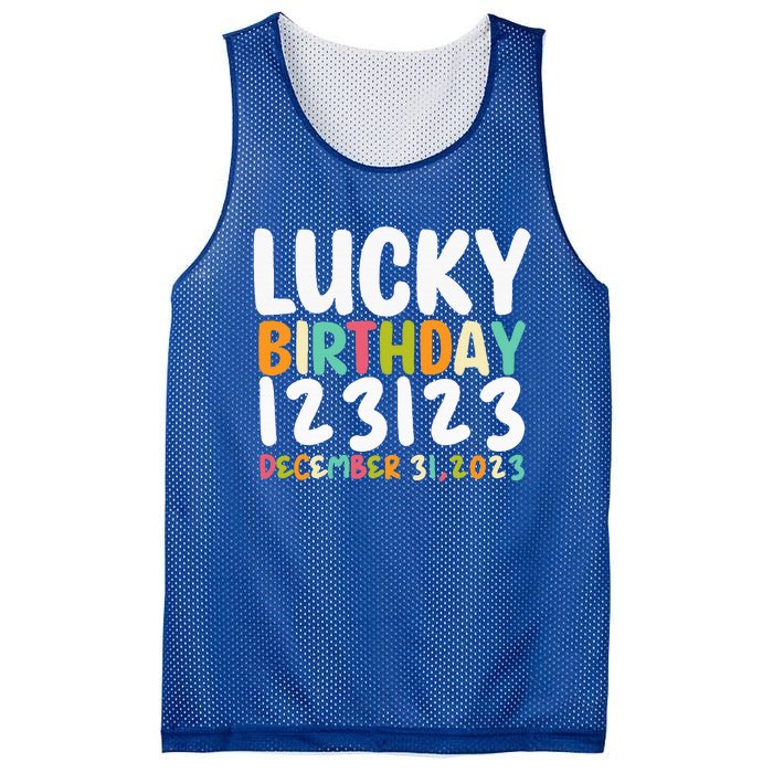 Lucky Birthday 123123 Happy New Year 2024 Birthday Party  Mesh Reversible Basketball Jersey Tank