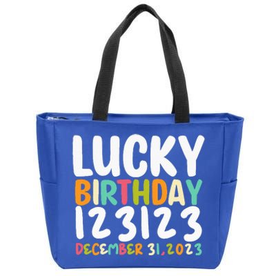 Lucky Birthday 123123 Happy New Year 2024 Birthday Party  Zip Tote Bag