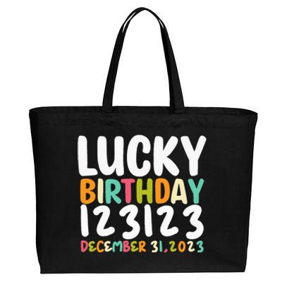 Lucky Birthday 123123 Happy New Year 2024 Birthday Party  Cotton Canvas Jumbo Tote