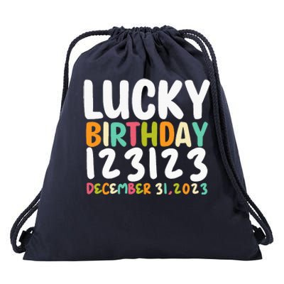 Lucky Birthday 123123 Happy New Year 2024 Birthday Party  Drawstring Bag