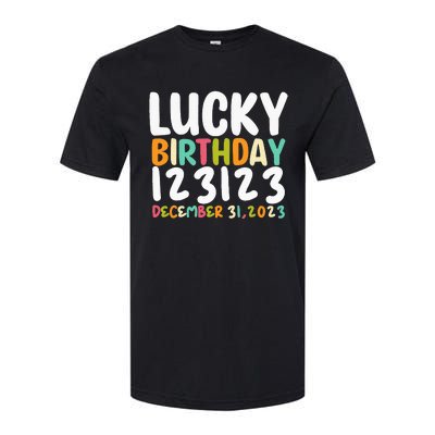 Lucky Birthday 123123 Happy New Year 2024 Birthday Party  Softstyle CVC T-Shirt