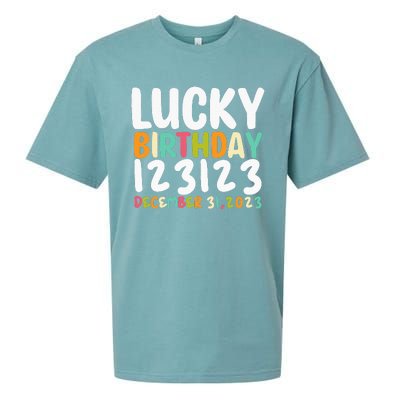 Lucky Birthday 123123 Happy New Year 2024 Birthday Party  Sueded Cloud Jersey T-Shirt