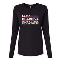 Lasso Beard 2024 Make America Believe Again! Womens Cotton Relaxed Long Sleeve T-Shirt